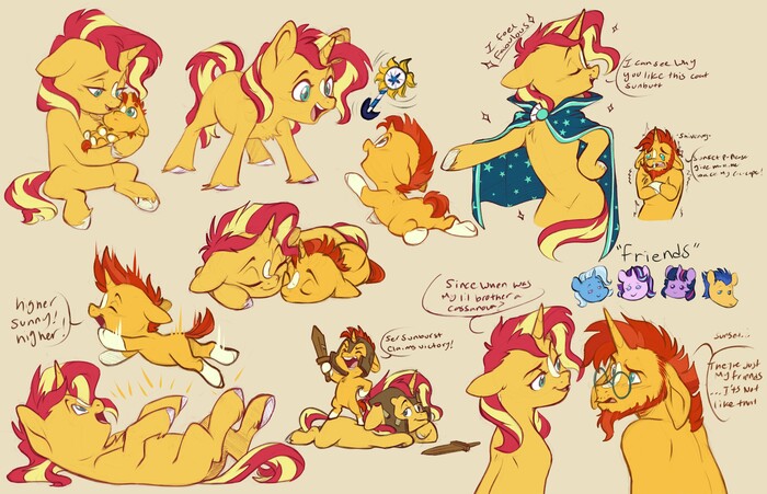    My Little Pony, , Doodle-mark, Sunburst, Sunset Shimmer, 