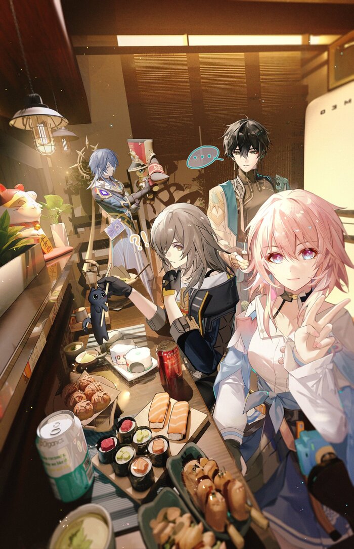    , Anime Art, , , Honkai: Star Rail, Stelle (Honkai: Star Rail), March 7th (Honkai: Star Rail), Dan Heng (Honkai: Star Rail), Sunday (Honkai: Star Rail), Pom-Pom (Honkai: Star Rail), , , 