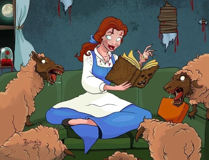It could have been like this - Humor, Images, Black humor, Walt disney company, Cartoons, The beauty and the Beast, Expectation and reality, Characters (edit), Art, Girls, Parody, Fresh, Horror