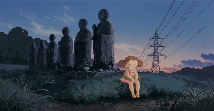 Мэй и статуи Дзидзо. Кадр из мультфильма «Мой сосед Тоторо»