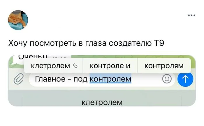 But the creator of T9 apparently didn't find the clitoris option. - Picture with text, Humor, Screenshot, T9, Telegram (link), The words, AutoCorrect