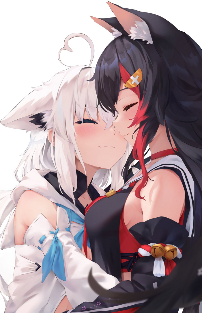 , Ookami Mio, Shirakami Fubuki, Hololive, Virtual YouTuber, Anime Art, 