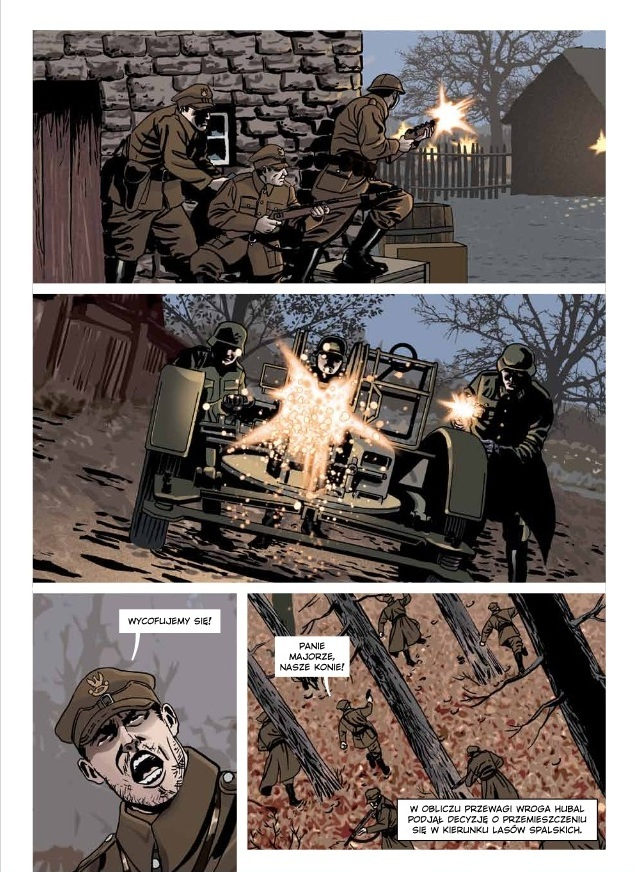Партизаны майора Хубаля ведут бой с гитлеровцами. Из современного польского комикса "Майор Хубаль".