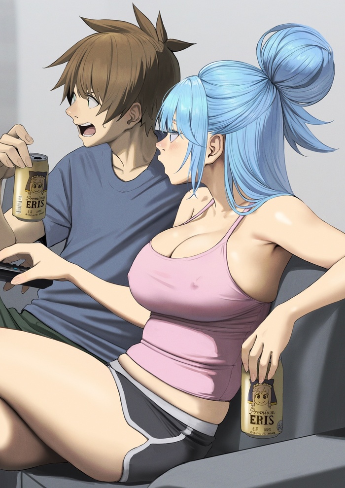          , Anime Art, Aqua, Satou Kazuma, Konosuba, Bhive003