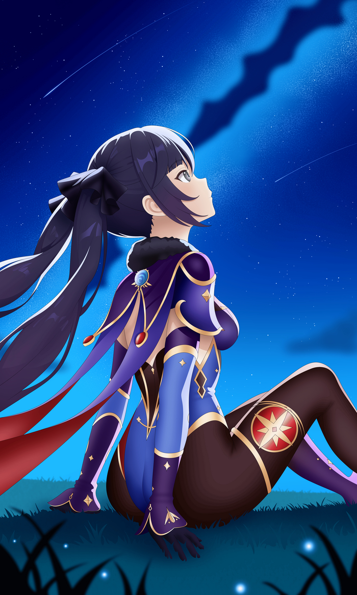      , Anime Art, Genshin Impact, Mona (Genshin Impact), Ganyu (Genshin Impact)