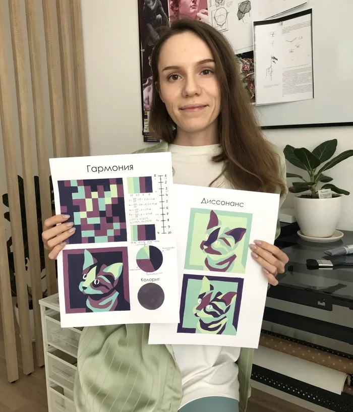 Harmony: how to calculate beauty? - My, Beginner artist, Coloristics, Tempera, cat, Harmony, Combination, Longpost, The photo, Johann Goethe, Itten