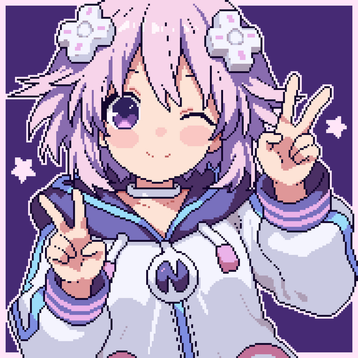 CPU's & IF Anime Art, Hyperdimension Neptunia, Neptunia, Neptune, Purple Heart, Noire (Black Heart), Black Heart, Vert, Green Heart, Blanc, White Heart, If, Pixel Art, 