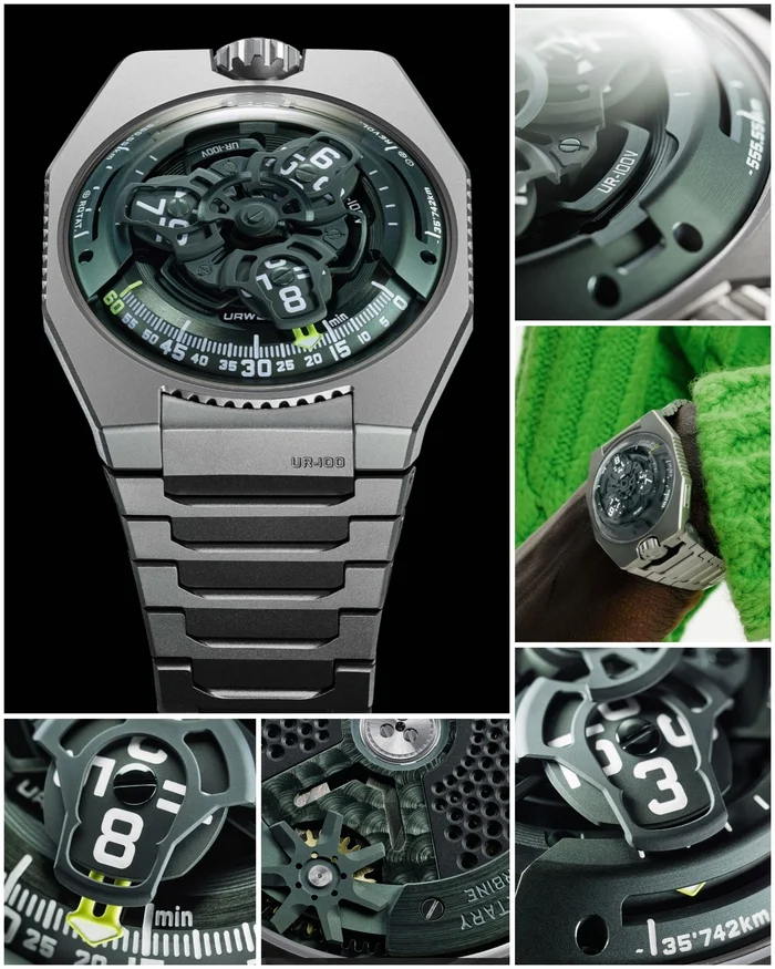 New Urwerk UR-100V Magic T Hunter Green with Ash Green Elements - My, Wrist Watch, Collecting, Accessories, Clock, Green, Green Goblin, Titanium, Collection, Male, Metal products, Good news, Men's Joys, Men's Accessories, Workshop