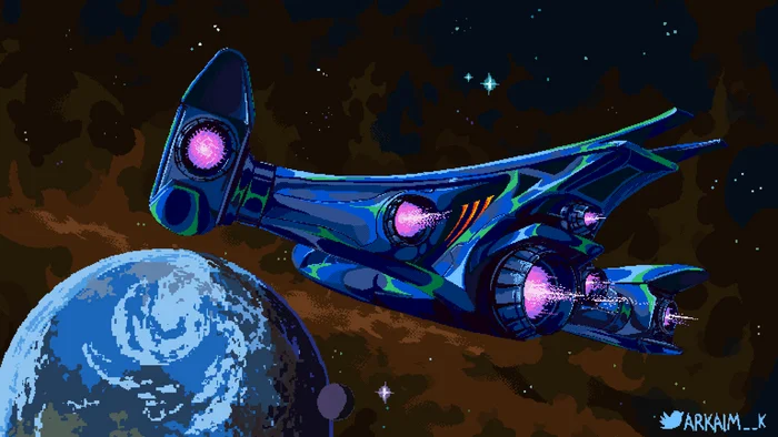 Нарисовал пиксельный Imperial Cutter - Моё, Арт, Цифровой рисунок, Рисунок, Космос, Научная фантастика, Pixel Art, Game Art, Иллюстрации, Elite Dangerous, Космический корабль, Космическая фантастика