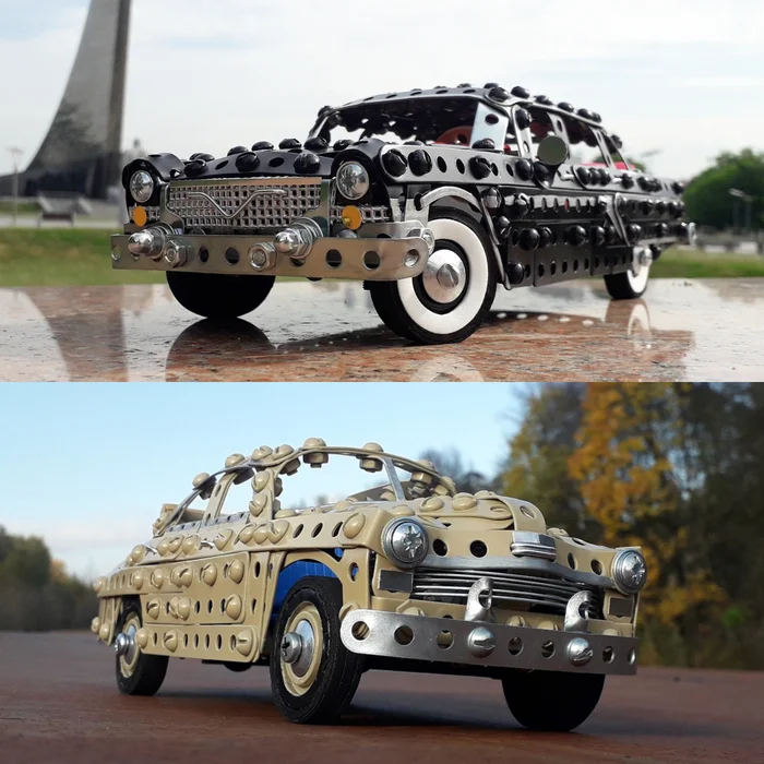 GAZ-13, GAZ-M20B made of metal construction kit, wire, rubber and cardboard - My, Gas, Gaz-13 Chaika, Gaz M-20 Pobeda, Cabriolet, Limousine, Modeling, Retro car