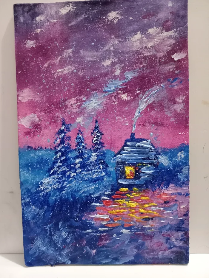 For those who miss snow - My, Picture with text, Images, Oil painting, Video, Vertical video, Short videos, Longpost