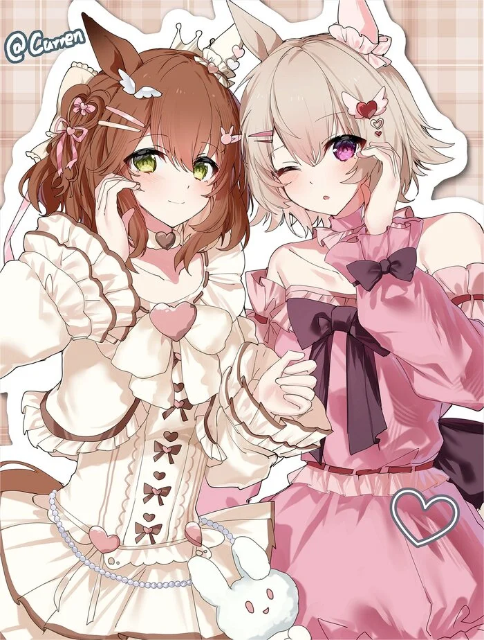 Chan-Chan Alliance - Anime, Anime art, Uma musume pretty derby, Aston Machan, Curren Chan, Animal ears, Tail