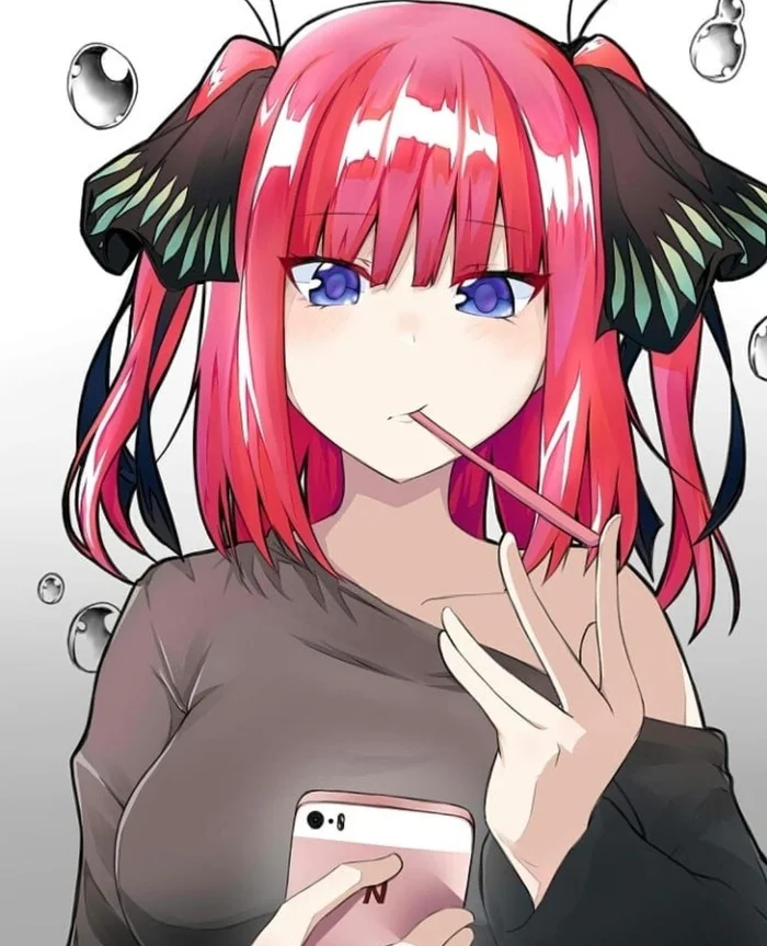 Some people brush their teeth in the morning, while others brush their teeth... - Gotoubun no hanayome, Nino nakano, Anime, Anime art