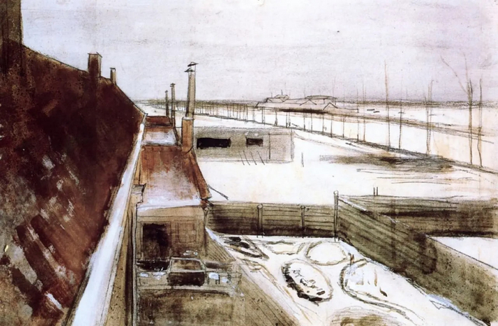 «Вид из окна студии Винсента зимой», 1883
