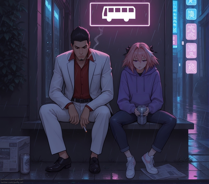   , , Anime Art,  , , Yakuza, Kazuya Kujou, Fate, Fate Grand Order, Astolfo