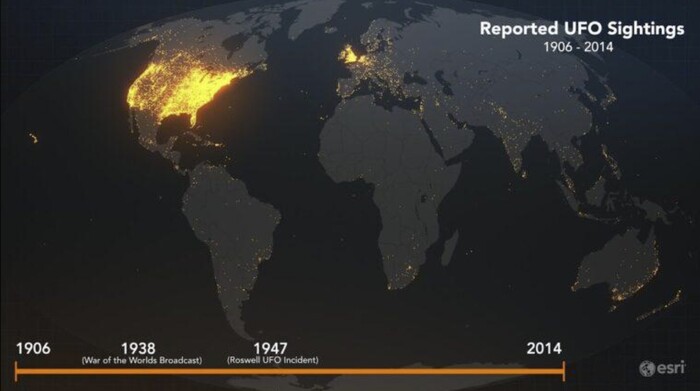 Статистика наблюдений НЛО по регионам Земли