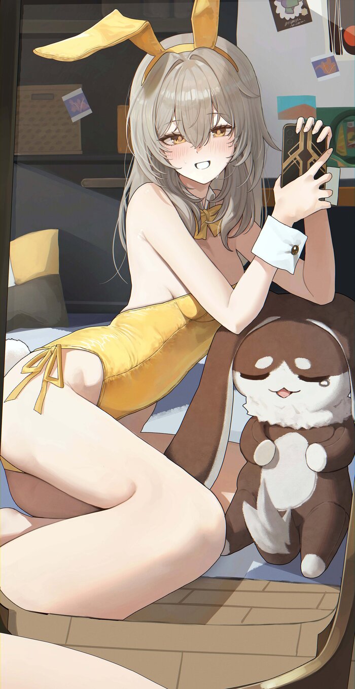   , Anime Art, , , Honkai: Star Rail, Stelle (Honkai: Star Rail), Bunnysuit, Bunny Ears, Bunny tail,  , , , 
