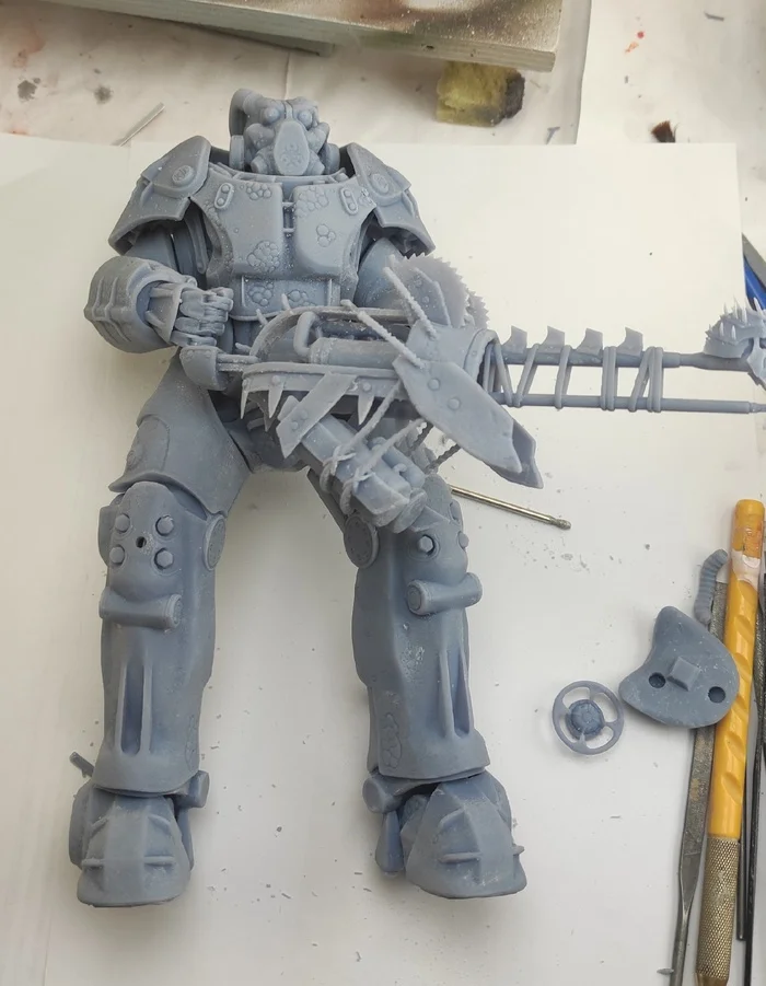 Horsemen of the Apocalypse - Disease. Power Armor - My, 3D печать, 3D printer, 3D modeling, Painting, Figurines, Fallout, Power armor, Stl, Modeling, Painting, Longpost