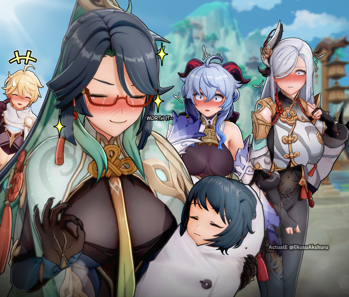 :      ? , Anime Art, Aether (Genshin Impact), Ganyu (Genshin Impact), Shenhe (Genshin Impact), Xianyun (Genshin Impact), Genshin Impact