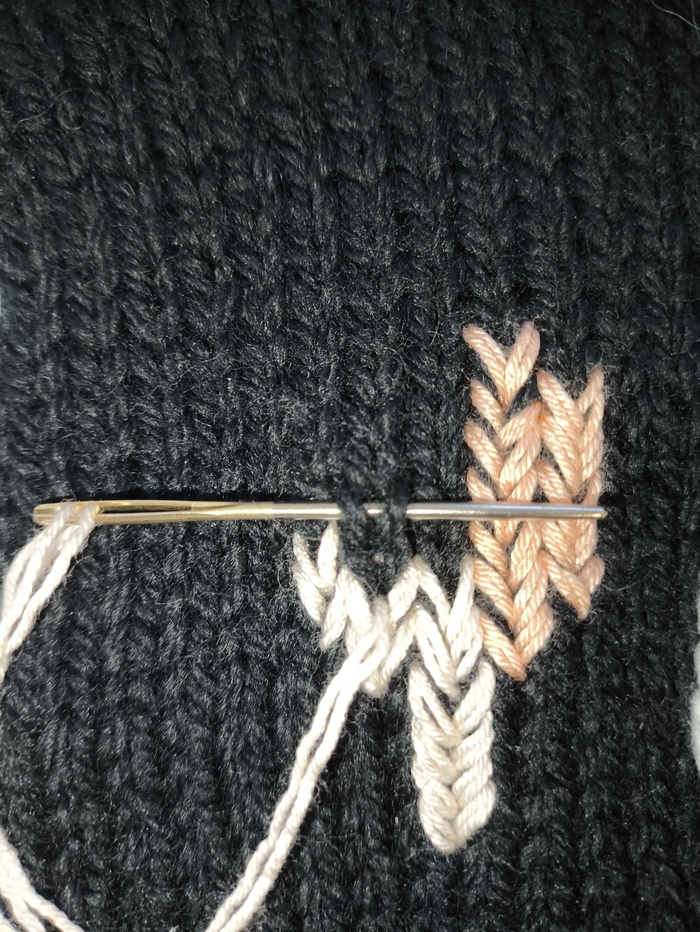 В следующем ряду, вышивая слева направо, иглу тоже втыкаем слева направо