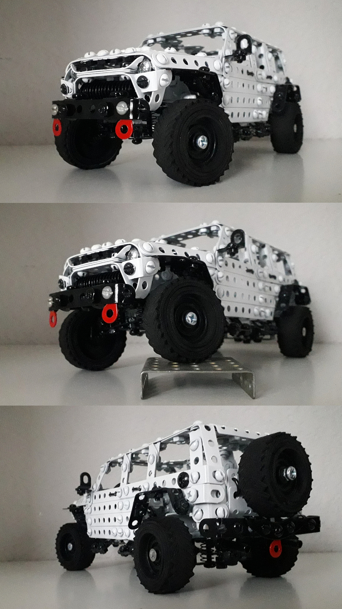 Jeep JK из металлического конструктора в процессе