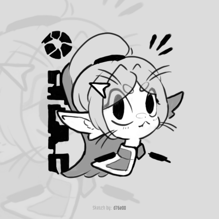 Sketch sticker "From space" , Furry Art, , ,  , Voices of the void, Furry Cat, Arirals