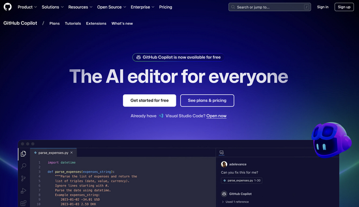 ������� �������� ������� GitHub Copilot