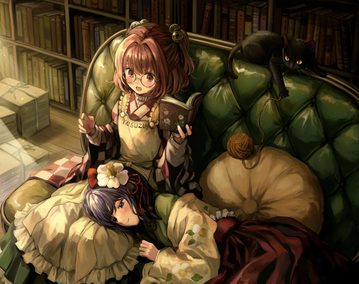   ,     Touhou, Motoori Kosuzu, Hieda no Akyuu, Anime Art, Game Art, , 