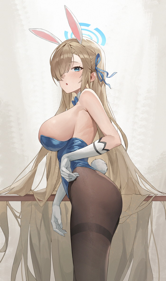     , Anime Art, , , Blue Archive, Ichinose Asuna, Bunnysuit, Bunny Ears, Bunny tail