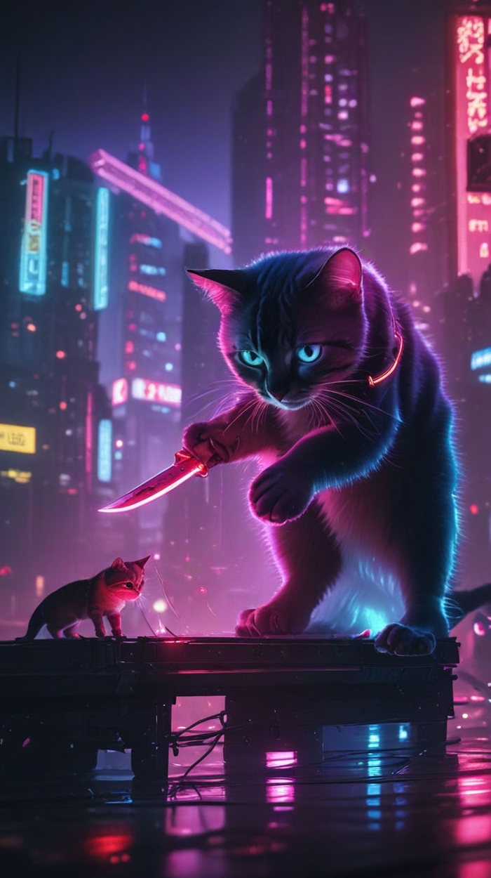 Cats in Cyberpunk 2077 style , , Cyberpunk 2077,  , , , ,  ,  , 