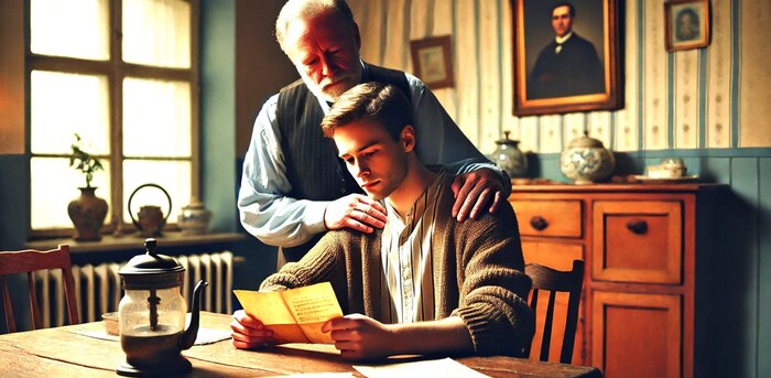 Конверт. Старый, потрёпанный, с выцветшим штемпелем "1978". А внутри — фотография молодого мужчины в военной форме и письмо.