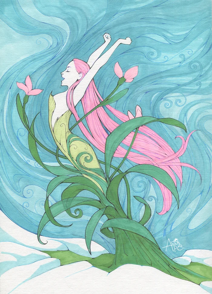 Spring sprout - My, Drawing, Images, Creation, Marker