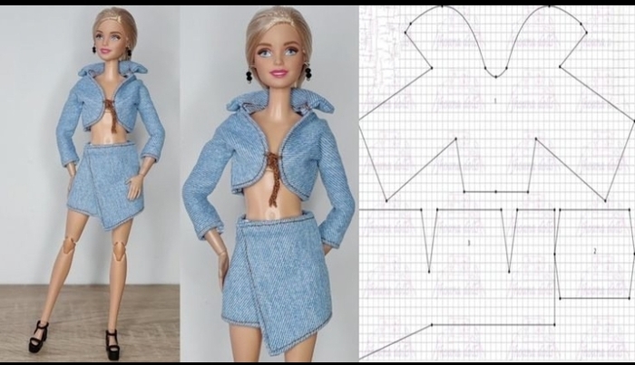 Джинсовый костюм для Барби. Выкройка
