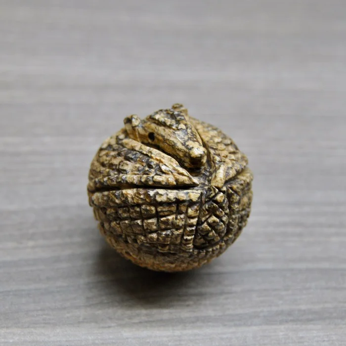 Baby Jasper Armadillo - My, Needlework with process, Needlework, With your own hands, Friday tag is mine, Stone carving, Jasper, Battleship, Figurines, Longpost