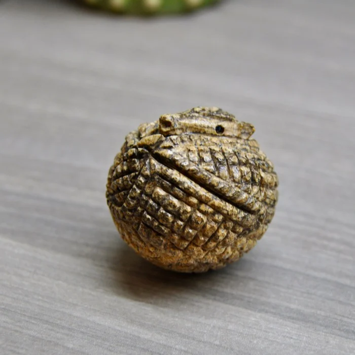 Baby Jasper Armadillo - My, Needlework with process, Needlework, With your own hands, Friday tag is mine, Stone carving, Jasper, Battleship, Figurines, Longpost