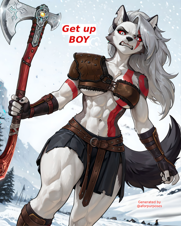 " " Aforpurposes, Muscleart,  , , Loona, Helluva Boss, ,  , , , , Furry Canine, Furry wolf, God of War, 