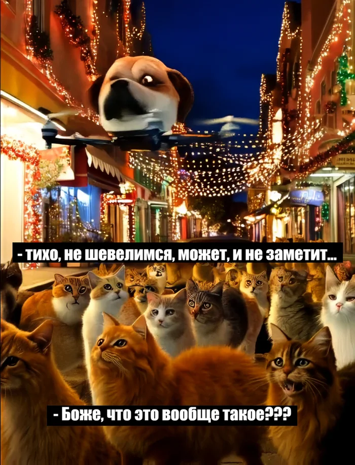 It's scary, very scary, we don't know what it is, if we knew what it is... - My, Humor, Laughter (reaction), Dog, Funny, Fun, Memes, Memology, Picture with text, cat