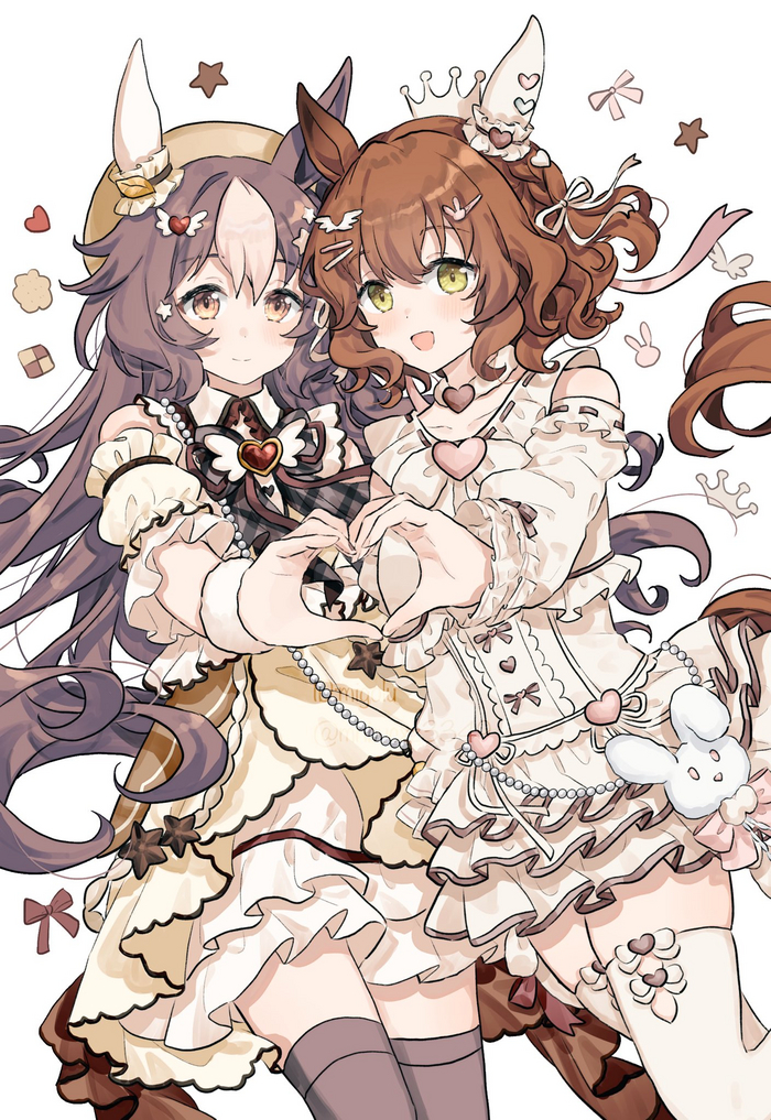 Yamanin Zephyr & Aston Machan , Anime Art, Uma Musume Pretty Derby, Aston Machan, Yamanin Zephyr, Animal Ears, 