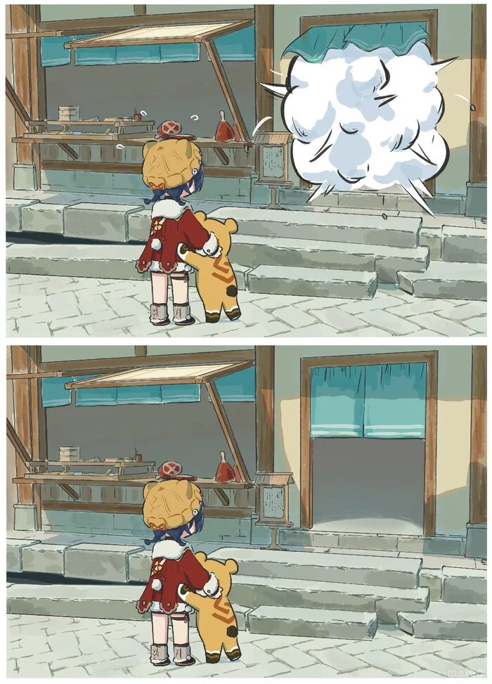 Kaaaaaa, mouse, mouse, there's a MOUSE!!! - Anime, Anime art, Girls, Games, Genshin impact, Zenless Zone Zero, Shenhe (Genshin Impact), Xiangling, Xinzoruo, Jane Doe (zzz), Crossover, Animal ears, Tail, Longpost