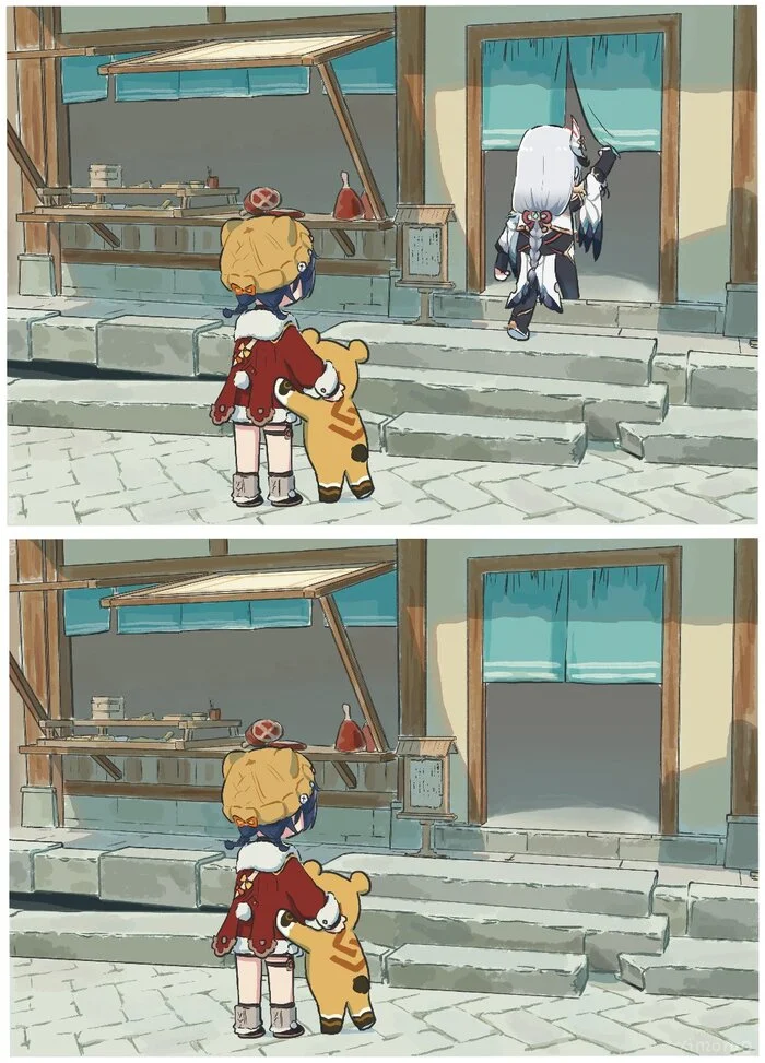 Kaaaaaa, mouse, mouse, there's a MOUSE!!! - Anime, Anime art, Girls, Games, Genshin impact, Zenless Zone Zero, Shenhe (Genshin Impact), Xiangling, Xinzoruo, Jane Doe (zzz), Crossover, Animal ears, Tail, Longpost