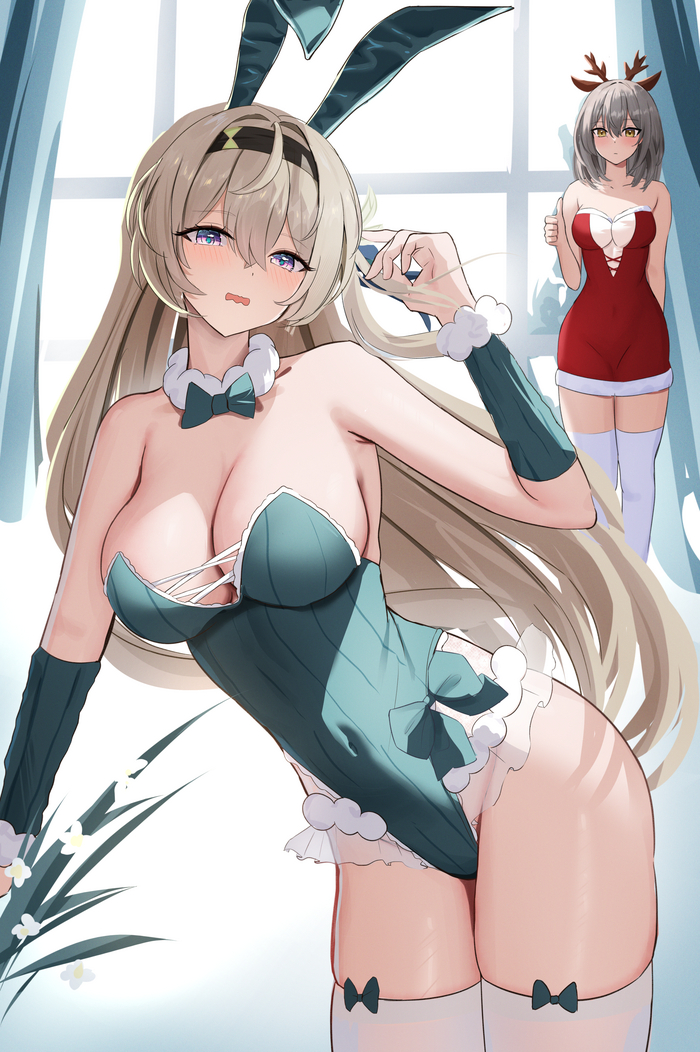 Firefly  Stelle , Anime Art, Honkai: Star Rail, , Firefly (Honkai: Star Rail), Stelle (Honkai: Star Rail), Bunnysuit,  , , , , , Sideboob, 