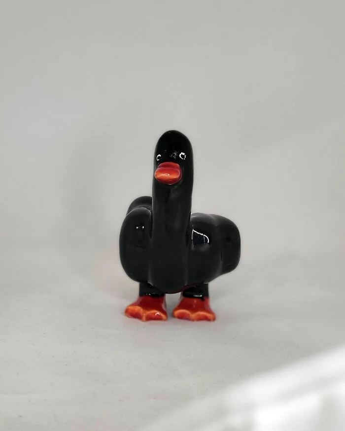 Керамический оберег DUCK off problems! - Моё, Лепка, Керамика, Ручная работа, Миниатюра, Фигурки, Рукоделие без процесса, Гусь, Оберег, Поделки, Своими руками, Видео, Короткие видео, Длиннопост
