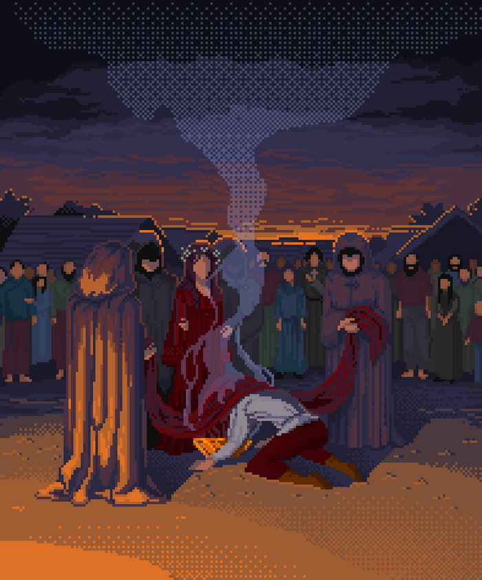 Тукта́ш наклонился над курильней и его голову накрыли