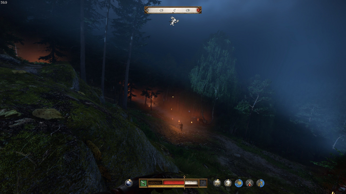 Ночью, особенно когда стелится туман, ощущение того что ты оказался в деревне из детства, только усиливается. Ну, правда, там факелов только не было. Да и в лес ночью не ходил.