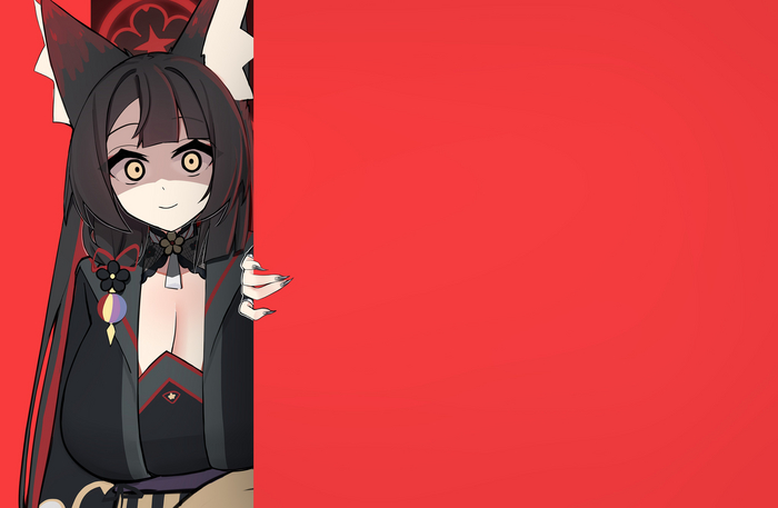I'm watching you Anime Art, , Blue Archive, Kosaka Wakamo, Animal Ears, , Snya Ko (silenzuka)
