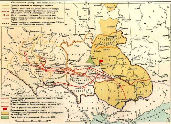 Андрусовское перемирие. Карта