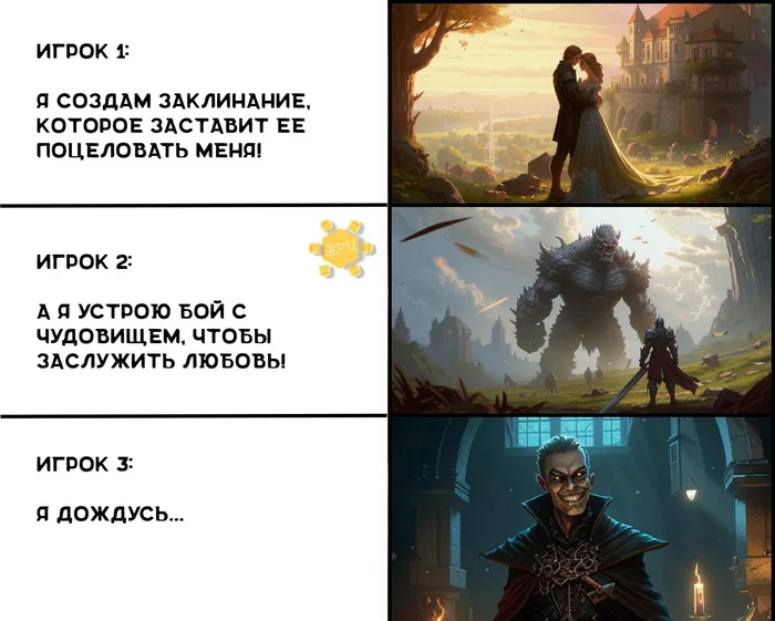 The Romance of Tabletop Roleplaying Games - My, Tabletop role-playing games, Humor, Picture with text