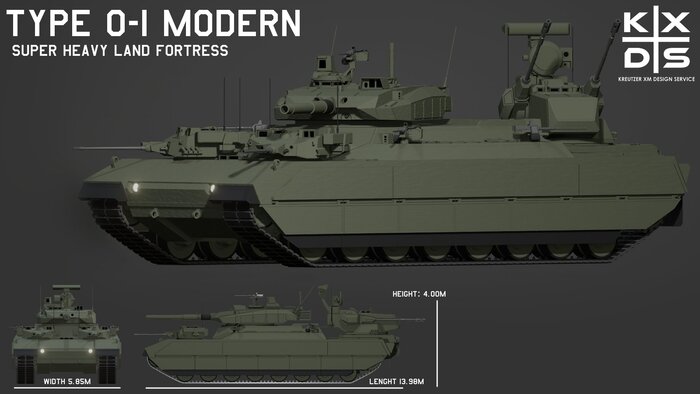 Концепция танка O-I на узлах танка Type 10