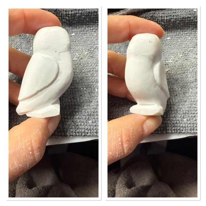 Owl Buklya from cacholong - My, Needlework, Needlework with process, Friday tag is mine, With your own hands, Stone carving, White, Owl, Polar owl, Beech, Harry Potter, Longpost