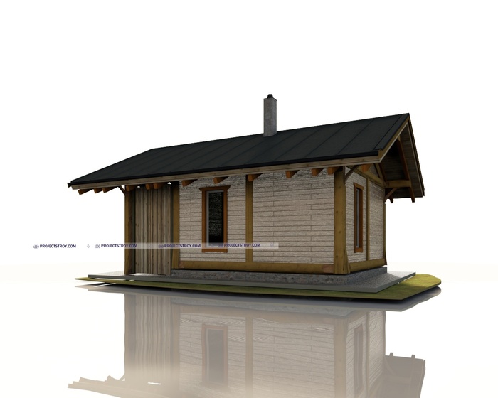 каркас дома с бревном